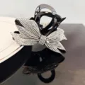 Elegant black rhinestone bow hair claw clip, luxury sparkly crystal shark hair clip for women. - Medium Fine Rhinestone Number 8 Bow Hair Claw / Silver White