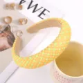 Neon Yellow Green Rhinestone Padded Headband Baroque Crystal Hair Hoop for Women - Orange Fluorescent