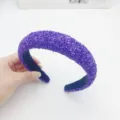 Purple glitter padded headband for women, sparkly crystal stone wide hair hoop fashion accessory - Violet Sequin High-Crown Headband