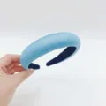 Light blue sparkly high crown headband, glitter PU wide hair hoop for women and girls. - High Top Headband / Blue