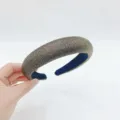 Glitter wide headband padded hair hoop sparkle hair accessories for women girls dark blue lining - High Top Headband / Gold