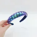 Colorful PU Mermaid Scale Headband Iridescent Purple Wide Hair Hoop Fashion Hair Accessories - High Top Headband / Color-Changing Fish Scale
