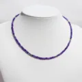 Handcrafted faceted purple gemstone beaded necklace delicate silver spacer clavicle chain. - Style 8