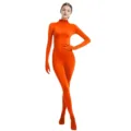 Tuta integrale zentai arancione da donna, body elastico a maniche lunghe per spettacoli. - 110 / Set / Arancione