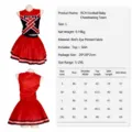 Completo da cheerleader con top corto rosso e nero e gonna plissettata con tabella delle taglie. - Parte Superiore e Parte Inferiore / Taglia S