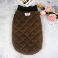 Warm winter pet dog vest coat brown quilted puppy clothes with soft fleece lining stylish. - S / Coffee Gray