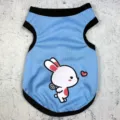 Chaleco de verano transpirable de malla para perros con lindo estampado de conejo - Azul - Conejo de Corazón