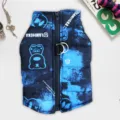 Chaleco impermeable de invierno para perros abrigo cálido para cachorros con cremallera azul - S / Oso Azul