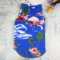 Sommer tropisches Flamingo Hundeshirt atmungsaktive hawaiianische Haustierkleidung klein - XS / Blau