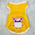 Chaleco amarillo transpirable para mascotas con tierno estampado de cerdito para perros pequeños. - Amarillo