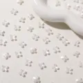 Mini acrylic flower charms jelly white four-petal DIY jewelry accessories for earrings - White