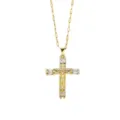 Gold cross pendant necklace with sparkling cubic zirconia micro pave details for women style - Cross Lip Chain / 45+5cm / Gold