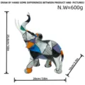 Colorful abstract geometric resin elephant figurine ornament for home decor and desktop gift. - Grid Elephant