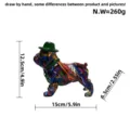 Colorful graffiti resin French bulldog figurine with hat, home office desk decor gift. - Iridescent