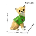 Resin Chihuahua puppy garden sculpture ornament outdoor yard cute animal figurine statue green clothes - Chihuahua
