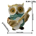 Resin owl figurine holding guitar desktop decor creative study room ornament 11cm - Blue Guitar Playing Owl