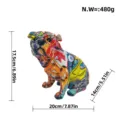 Colorful resin French bulldog figurine, graffiti art home decor ornament, 17.5x20x14cm. - Graffiti
