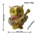 Resin owl figurine holding guitar desktop ornament creative home study room decoration - Red Guitar Playing Owl