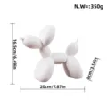 Nordic minimalist white resin balloon dog sculpture, creative home decor ornament with dimensions. - White