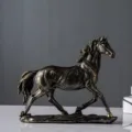 Retro resin zodiac horse figurine sculpture ornament for home office desk decoration - Walking Horse / Copper