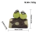Hars meesje vogel beeldje op tak, schattig dier ornament voor huis en tuin decoratie. - Geel Dubbel