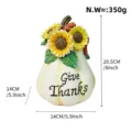 Resin Pumpkin Sunflower Ornament Autumn Thanksgiving Home Decor Figurine 14x20.5cm - Pumpkin with Flower Tall Model