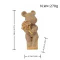 Luxury Gold Rhinestone Resin Bear Figurine with Rose Bouquet Home Decor Statue 15.2cm - Gold