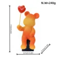 Modern resin bear figurine with heart balloons, orange textured desktop home decor ornament. - Gradient Orange