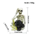 Halloween spooky skull resin ornament with black roses gothic home desktop decor figurine - Skull and Rose