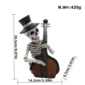 Halloween skeleton figurine resin ornament playing cello desktop decor with dimension lines - Skeleton Magic Lyre