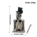 Halloween resin skeleton skull figurine ornament with black top hat, silver color variant. - Skeleton Supporting Chin