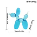 Translucent blue balloon dog resin ornament, modern home decor craft figurine for desk shelf. - Blue