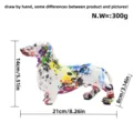 Colorful graffiti painted dachshund dog figurine resin home decor table ornament 21x14cm - White with Red Spots
