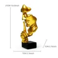 Resin Silence Is Gold abstract sculpture for home office desk decor gold finish height 27cm - Gold