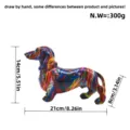 Colorful graffiti dachshund resin figurine home office desktop decor craft gift 21cm - Iridescent