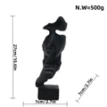 Abstract Silence Is Gold Resin Sculpture Modern Face Art Figurine For Home Office Decor - Black
