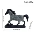 Resin running horse figurine home decor sculpture with geometric swirl pattern ornament desk gift - Glitter Walking Horse / Black