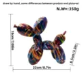 Colorful graffiti resin balloon dog sculpture, artistic home decor ornament for living room. - Iridescent