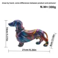 Colorful resin dachshund figurine sculpture, modern home desktop decor craft gift ornament. - Line