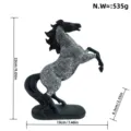 Black silver rearing horse figurine decor sculpture with dimensions 23x19x6.5cm and 535g weight. - Glitter Jumping Horse / Black