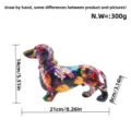 Colorful graffiti dachshund figurine statue, resin craft home decor ornament, 21x14x8cm - Purple