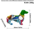 Colorful pop art dachshund figurine, resin dog statue for home desk decor and gifts. - Green-Tipped