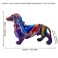 Colorful resin dachshund figurine, abstract graffiti art dog ornament for home and office decor. - Pearlescent Finish