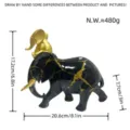 Luxury black and gold marble resin elephant ornament for modern living room home decor setup. - Mother and Child Elephant Black Gold