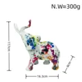 Figurine d'elephant en resine coloree sculpture d'art abstrait decoration de bureau moderne - Petit Éléphant à Fleurs Blanches