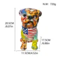 Bellissimo salvadanaio bulldog graffiti colorato in resina con dimensioni dettagliate. - Cane Seduto Graffiti