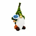 Resin garden gnome figurine with blue flower outdoor yard decoration cute resin statue ornament SKU - Orchid Elf