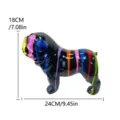 Statuetta bulldog graffiti colorata in resina decorazione scrivania regalo 18x24cm - Bulldog Francese Pittura Schizzi Nero Multicolore