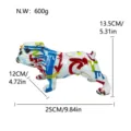 Statua di bulldog graffiti colorata creativa in resina per decorazione scrivania casa. - Bulldog Inclinato in Cammino Strisce Bianche