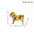 Statua salvadanaio in resina di cane carlino con graffiti pop art colorati da tavolo. - Chihuahua in Cammino Graffiti Giallo Piccolo